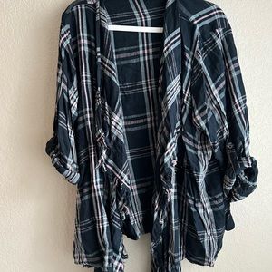 Lane Bryant navy plaid open front cardigan size 26/28